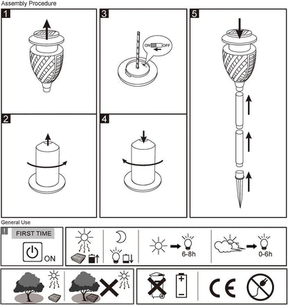 Outdoor Solar Lights, Water-Resistant Flickering Flames Torch Light, Landscape Decoration Lighting