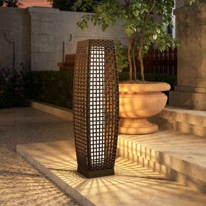 FUJI Solar-powered Woven Wicker Floor Lamp