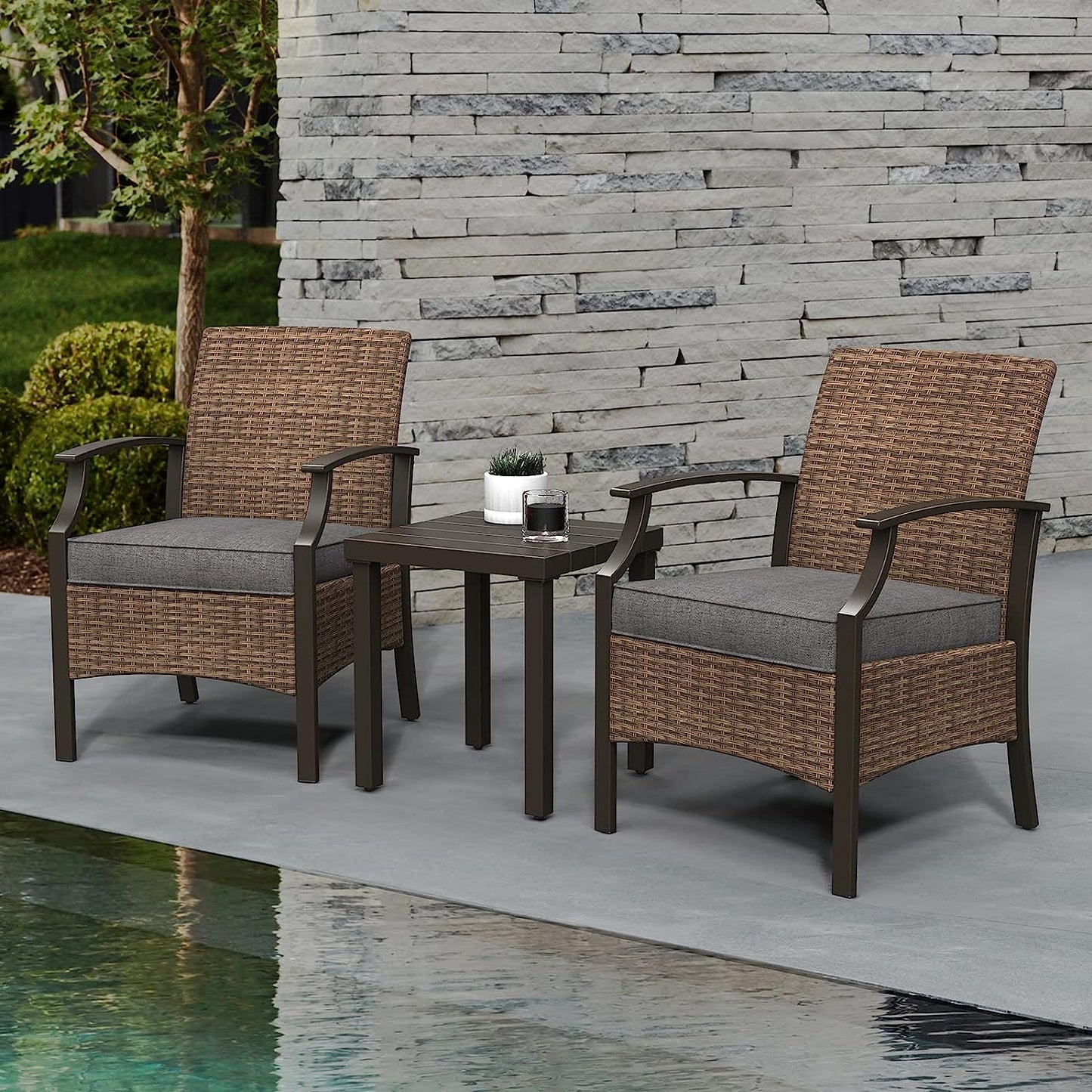 Outdoor Furniture Sets Weather Resistant Wicker Outdoor Patio Chairs with Ottomans and Coffee Tables for Balcony Backyard Garden Poolside