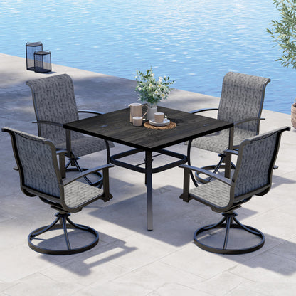 Outdoor Dining Set - Black & Grey Plaid