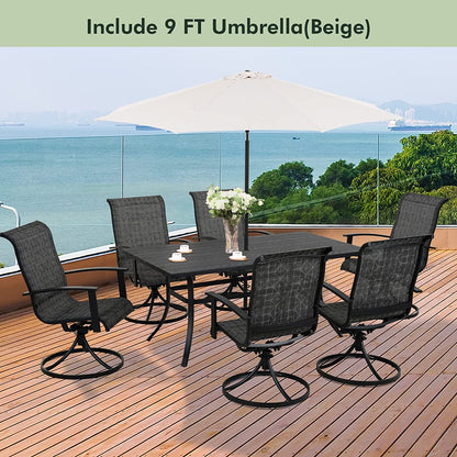 Outdoor Dining Set - Black & Grey Plaid