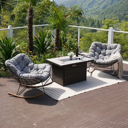 Rocking Chair Set of 3, Comfy Reading Chair Outdoors and Indoors, Modern Cozy Lounge Rocker with Cushion