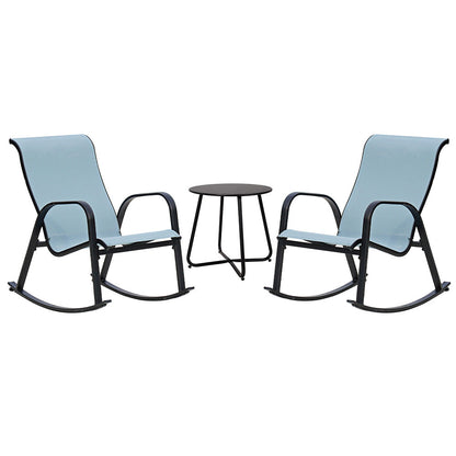 3-Piece Patio Bistro Rocking Chair Set, Steel Rocker Seating Outside for Front Porch, Garden, Patio, Backyard