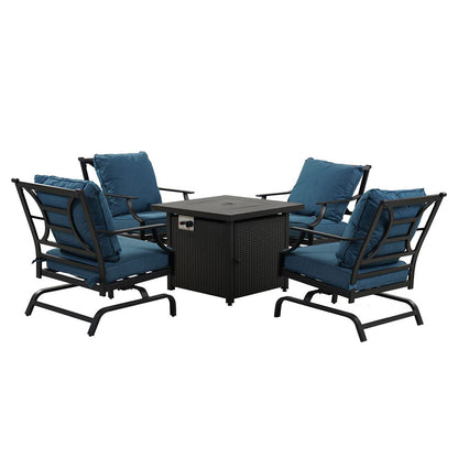 NEWPORT Outdoor Furniture Set with 1 Propane Fire Pit Table and 4 Chairs