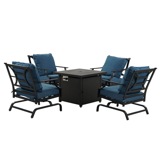 NEWPORT Outdoor Furniture Set with 1 Propane Fire Pit Table and 4 Chairs