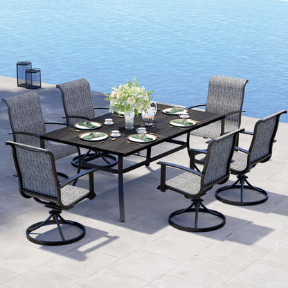 Outdoor Dining Set - Black & Grey Plaid