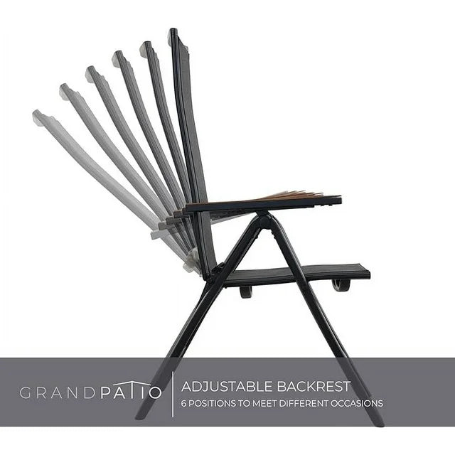Aluminium Adjustable 6-Position High Backrest Folding Chair, No Assembly