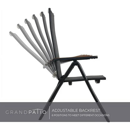 Aluminium Adjustable 6-Position High Backrest Folding Chair, No Assembly