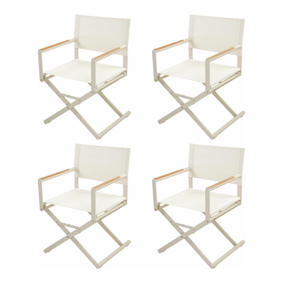 Outdoor & Indoor Aluminum Mesh Sling Folding Director Chair Lightweight All-Weather Wood Grain Camping and Hunting Chair for Garden