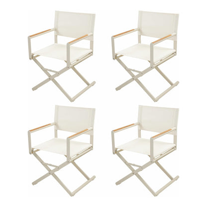 Outdoor & Indoor Aluminum Mesh Sling Folding Director Chair Lightweight All-Weather Wood Grain Camping and Hunting Chair for Garden