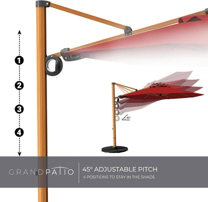 GRAND PATIO Offset Patio Umbrella,360-Degree Rotation (Weighted Base NOT INCLUDED)