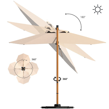 GRAND PATIO Offset Patio Umbrella,360-Degree Rotation (Weighted Base NOT INCLUDED)