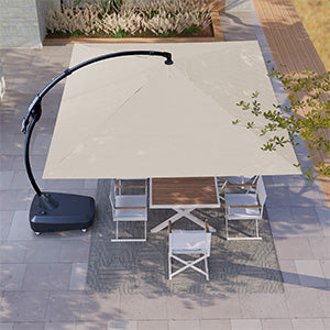 Large Rectangular Patio Umbrella with Base, with Umbrella Cover, Cantilever Umbrellas Easy Tilt