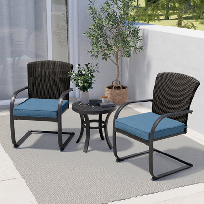 Dining Wicker Chair Set, Steel Frame Chair with Cushion