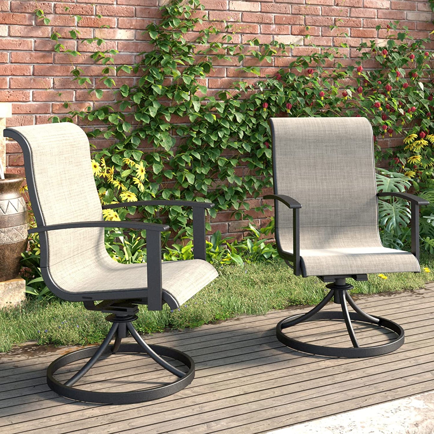 GRAND PATIO Outdoor Swivel Rocking Patio Dining Chairs Set