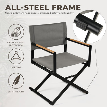 Dining Set, Extendable Table with Extra-Wide Foldable Chairs