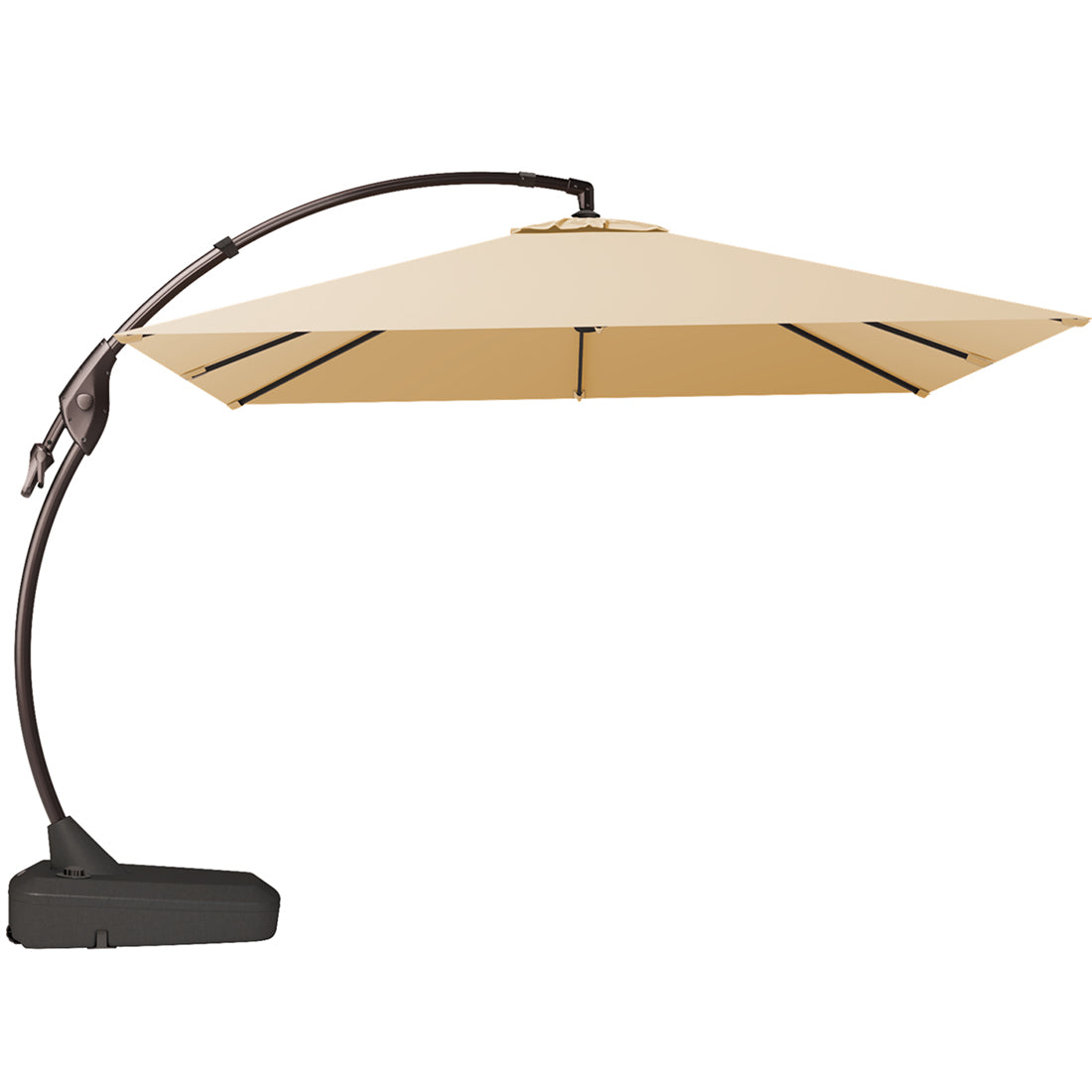 10x10 FT Square Patio Cantilever Umbrella, Deluxe Curvy Offset Umbrella with Base(No Umbrella Cover)