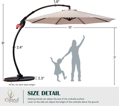 Napoli 11 FT Cantilever Offset Umbrella with 360° Rotation