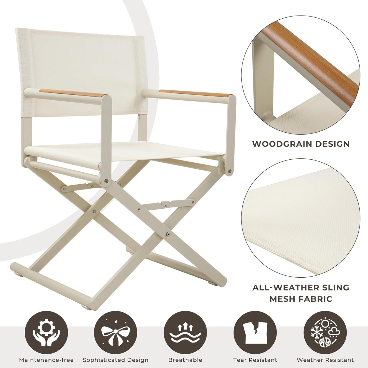 Dining Set, Extendable Table with Extra-Wide Foldable Chairs