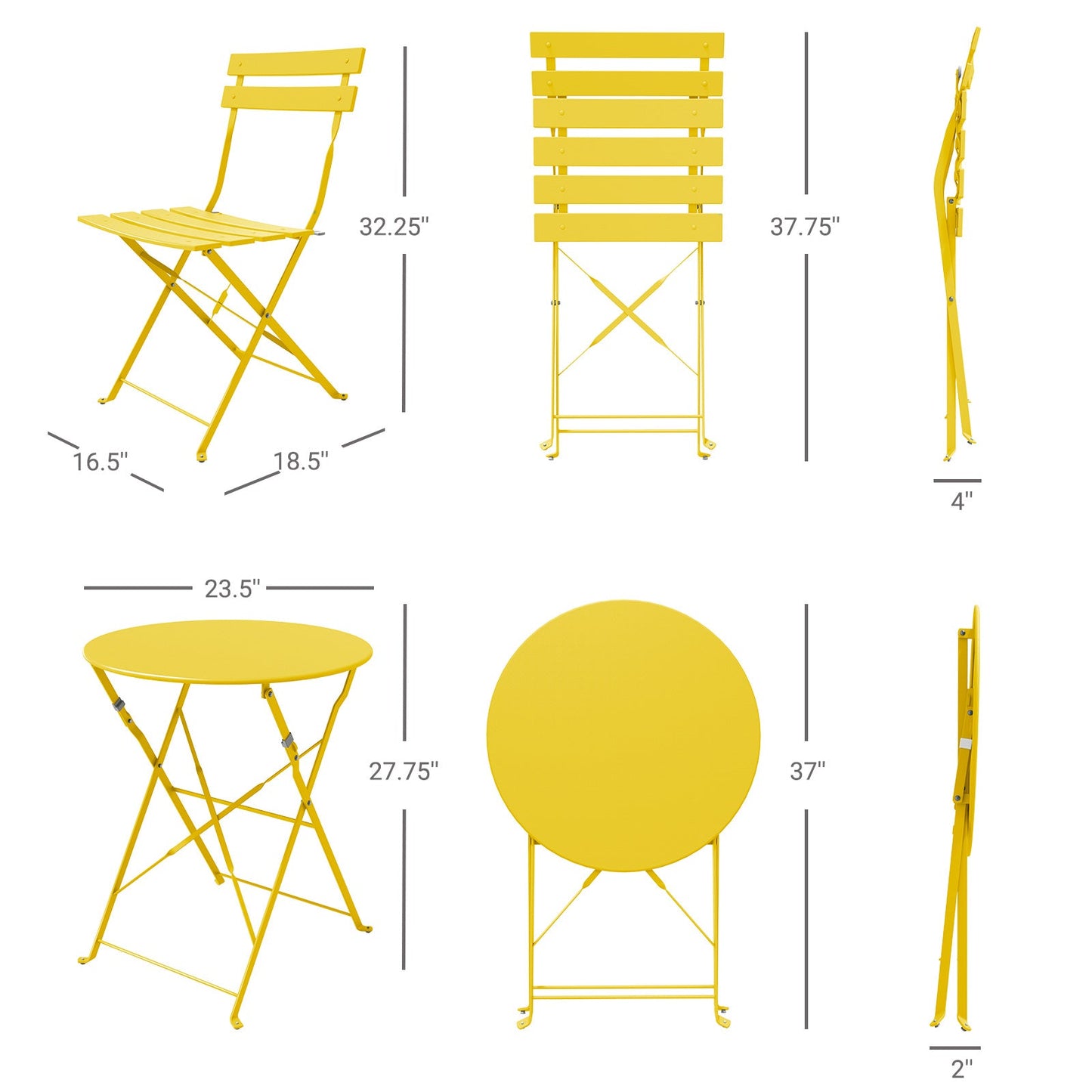GRAND PATIO Outdoor Premium Steel 3-Piece Foldable Patio Sets