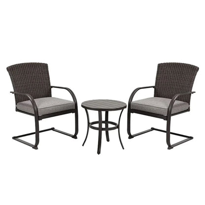 Dining Wicker Chair Set, Steel Frame Chair with Cushion