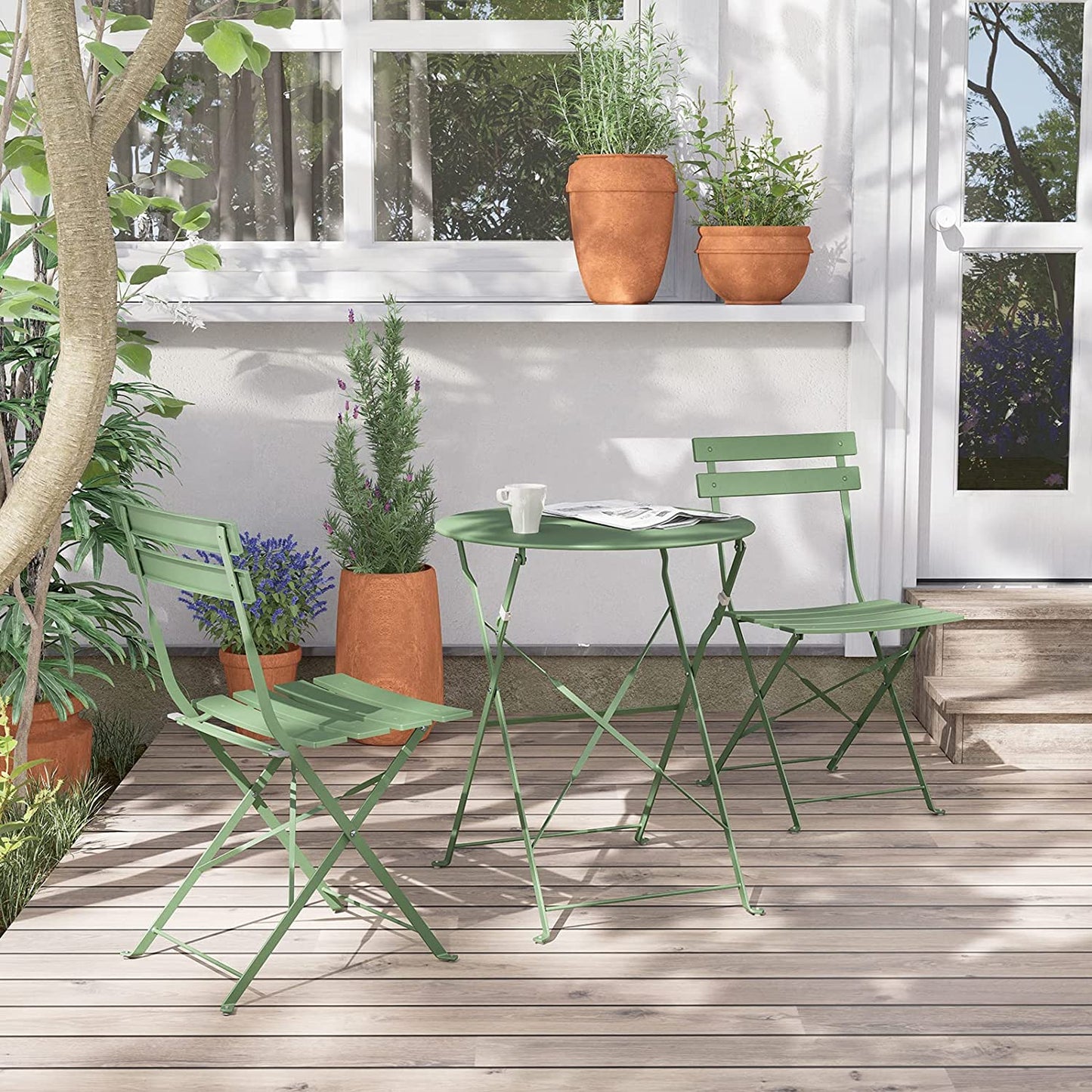 GRAND PATIO Outdoor Premium Steel 3-Piece Foldable Patio Sets