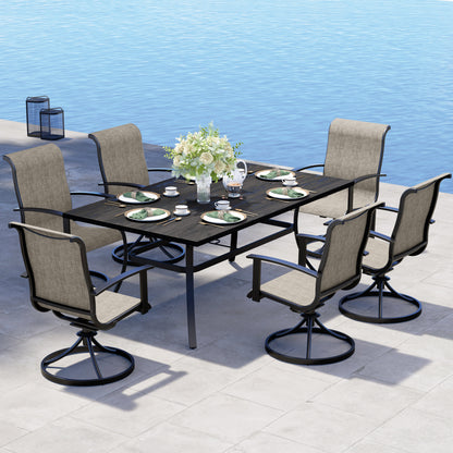 Outdoor Dining Set - Black & Grey Plaid