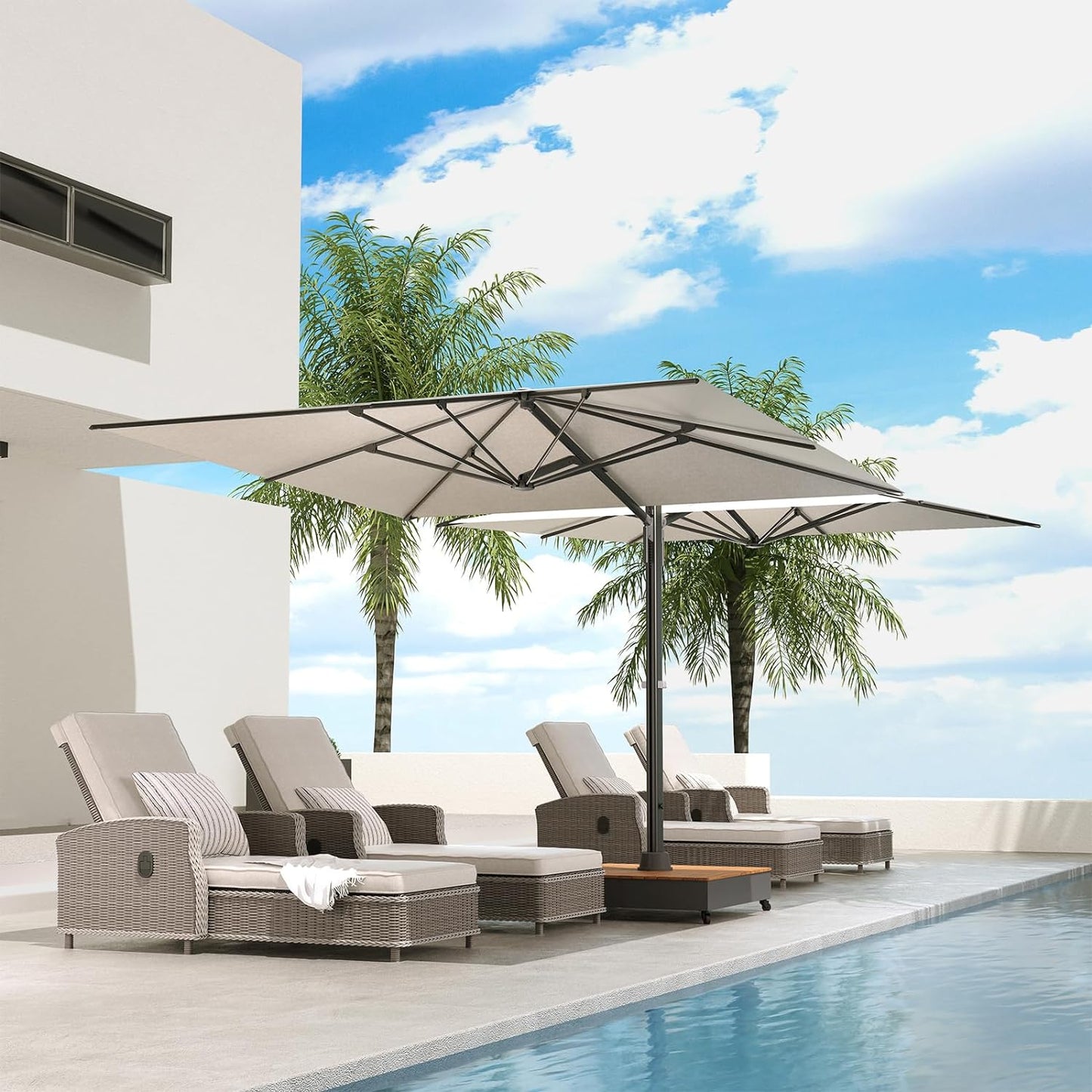 Large Double-Sided Patio Umbrella with Base 10x10 FT with Umbrella Cover