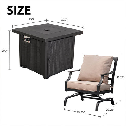 NEWPORT Outdoor Furniture Set with 1 Propane Fire Pit Table and 4 Chairs