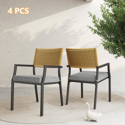Dining Set Patio Dining Chairs, Stackable Indoor/Outdoor Dining Chairs W/Removable Cushions