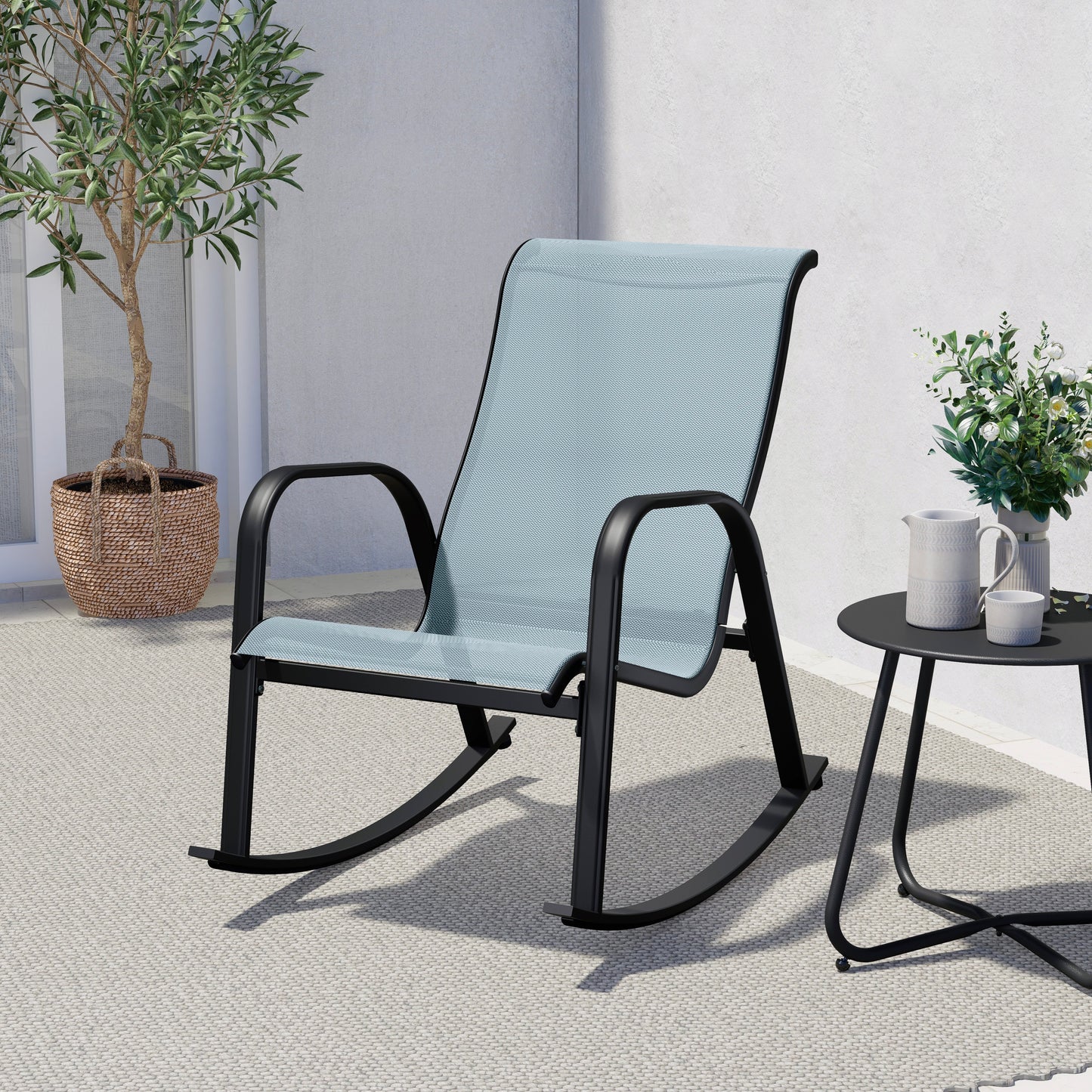 GRAND PATIO Outdoor Mesh Sling Patio Rocking Chairs for Porch, Garden, Patio