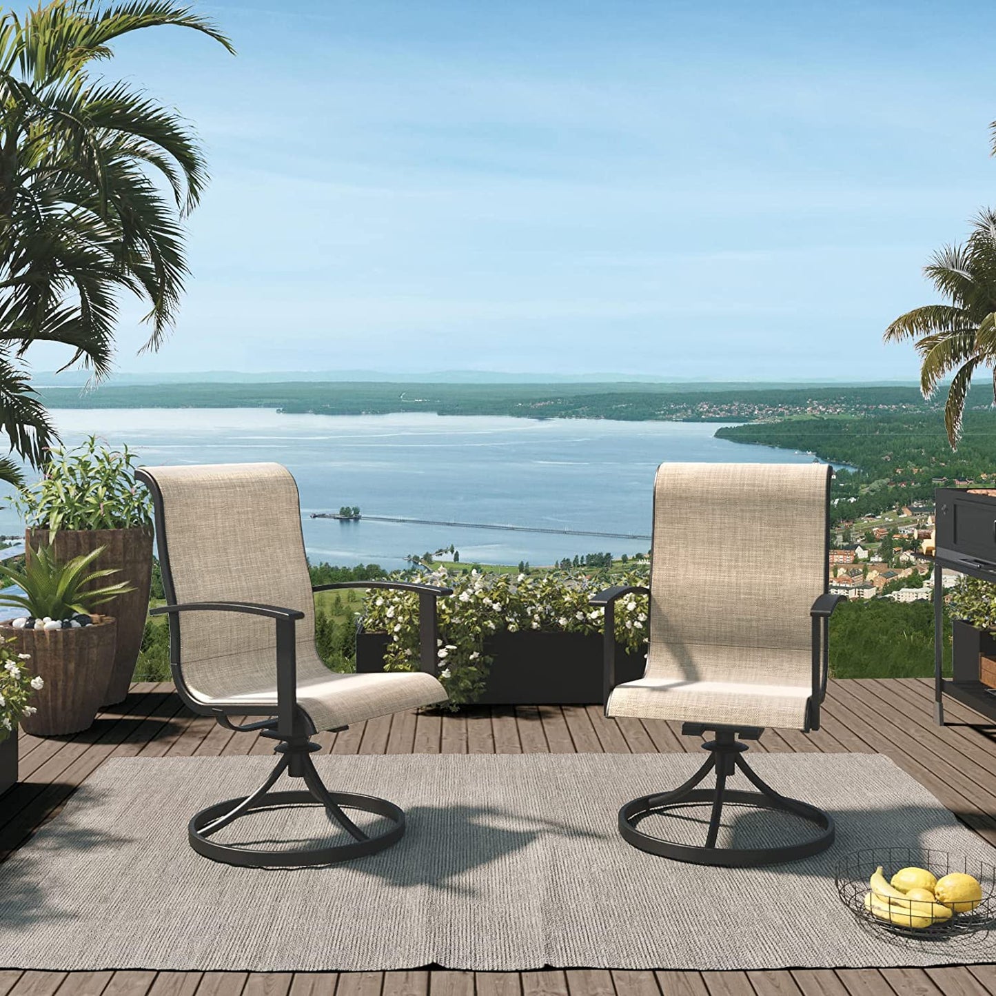 GRAND PATIO Outdoor Swivel Rocking Patio Dining Chairs Set