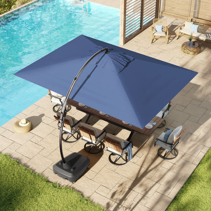 Large Rectangular Patio Umbrella with Base, with Umbrella Cover, Cantilever Umbrellas Easy Tilt