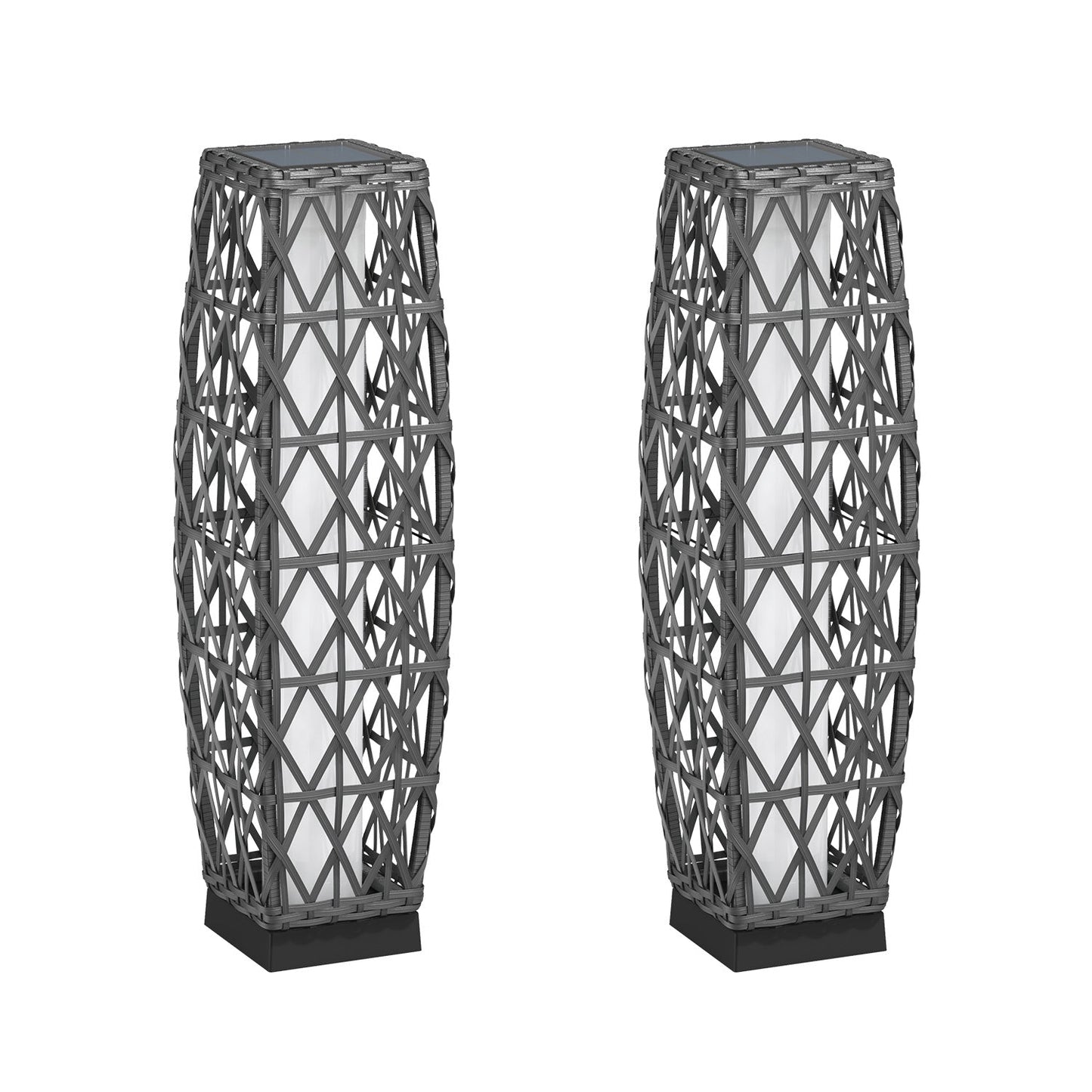 Cindy Solar Lamp, Solar-Powered Woven Resin Wicker Floor Lamp
