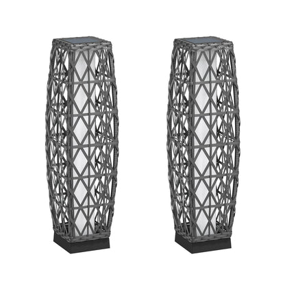 Cindy Solar Lamp, Solar-Powered Woven Resin Wicker Floor Lamp