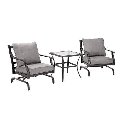 3 Piece Metal Bistro Rocking Chairs, Indoor Outdoor Chat Set