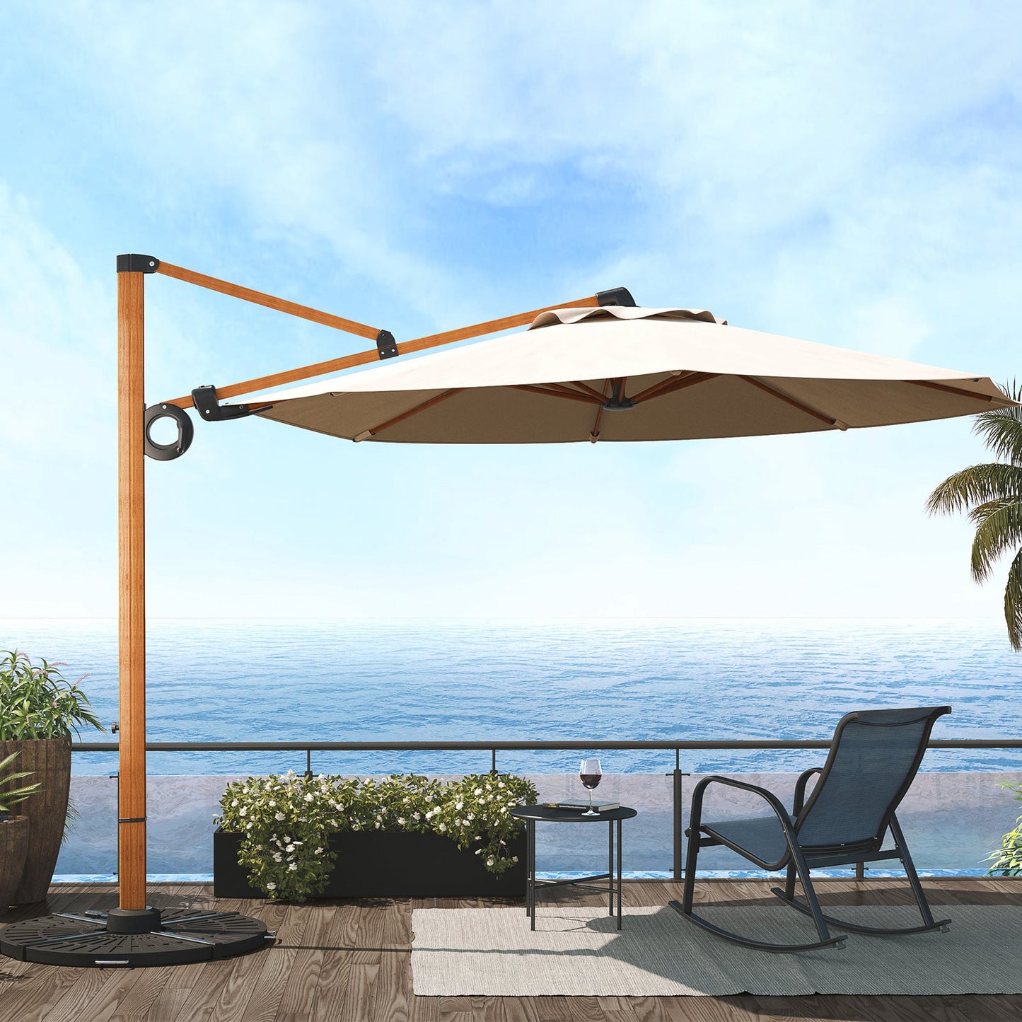 GRAND PATIO Offset Patio Umbrella,360-Degree Rotation (Weighted Base NOT INCLUDED)