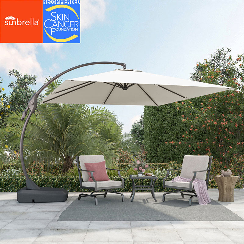 Sunbrella Cantilever Umbrella with Base, with Umbrella Cover, 10X10 FT Square Aluminum Patio Umbrella