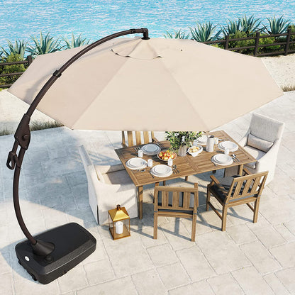 11 FT Cantilever Patio Umbrella with Base, Round Large Offset Umbrellas for Garden Deck Pool
