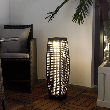 FUJI Solar-powered Woven Wicker Floor Lamp