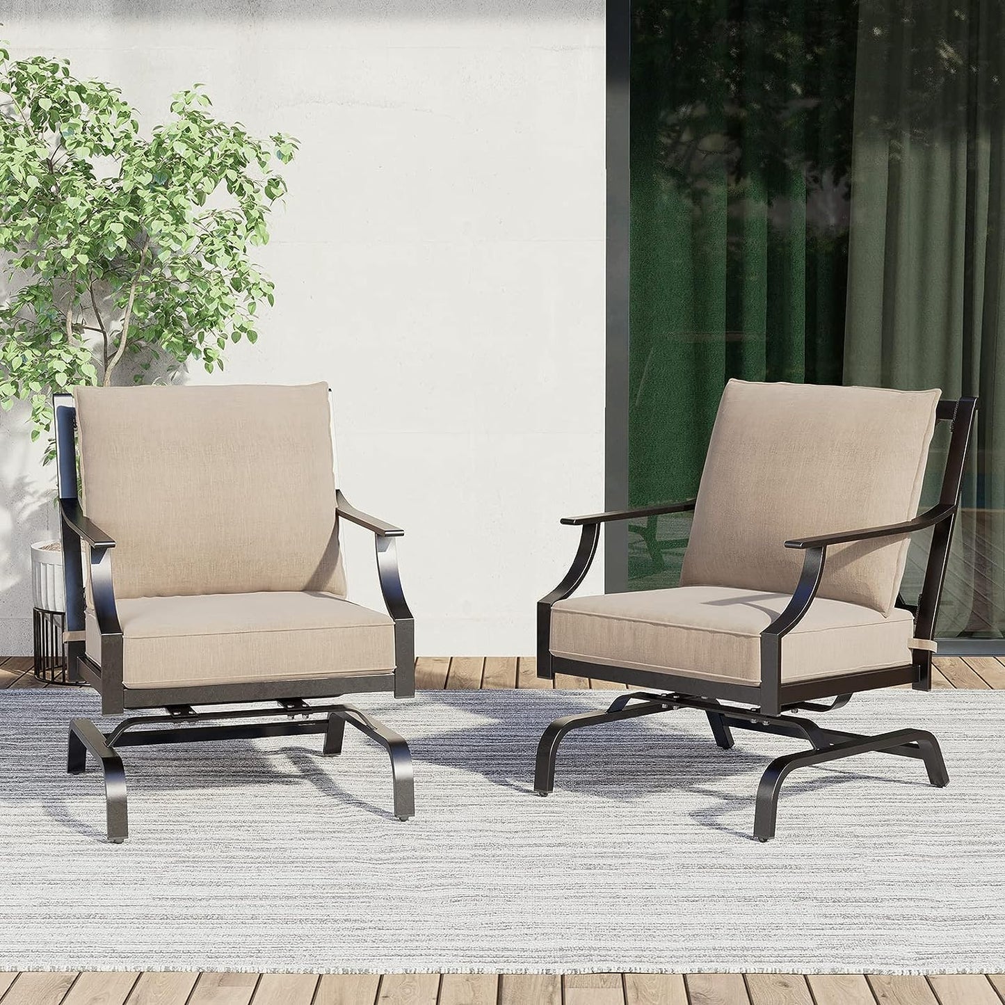 GRAND PATIO Outdoor Patio Seating Chair Metal Set of 2