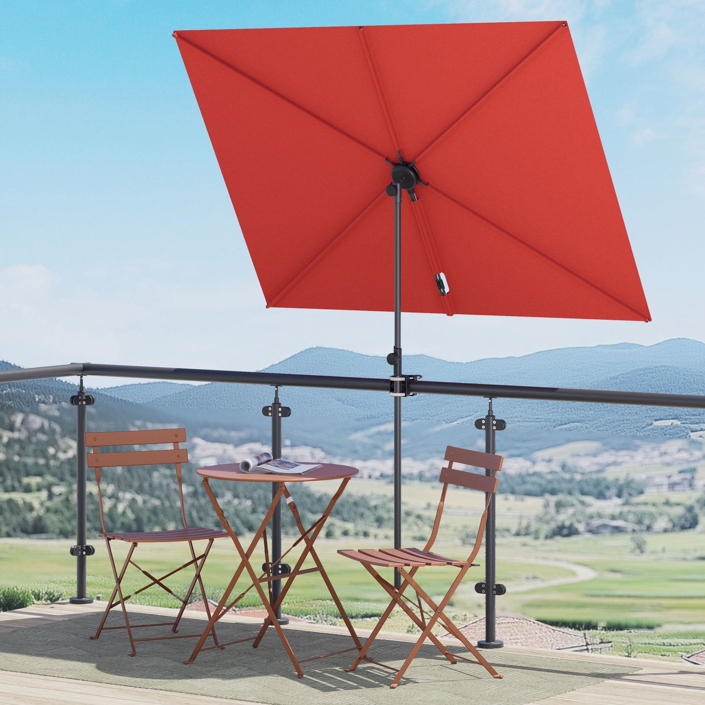 JENA 6x4 FT Rectangular Flat Patio Market Umbrella