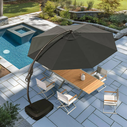 11 FT 12 FT Cantilever Patio Umbrella with Base, Round Large Offset Umbrellas for Garden Deck Pool