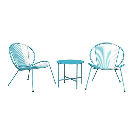 3 Piece Acapulco Steel Woven Rope Bistro Set  with Coffee Table