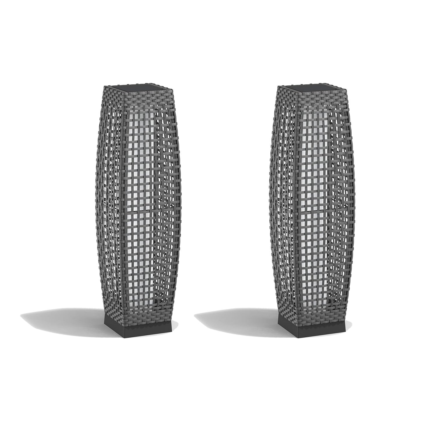FUJI Solar-powered Woven Wicker Floor Lamp