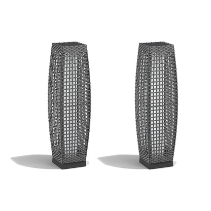 FUJI Solar-powered Woven Wicker Floor Lamp