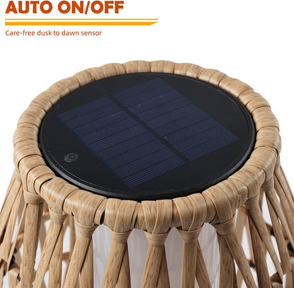 Floor Lamp Outdoor Lamp Patio Lights Solar Powered Lantern Weather–Resistant Rattan Deck Lights, Lamp Large-Sized for Garden