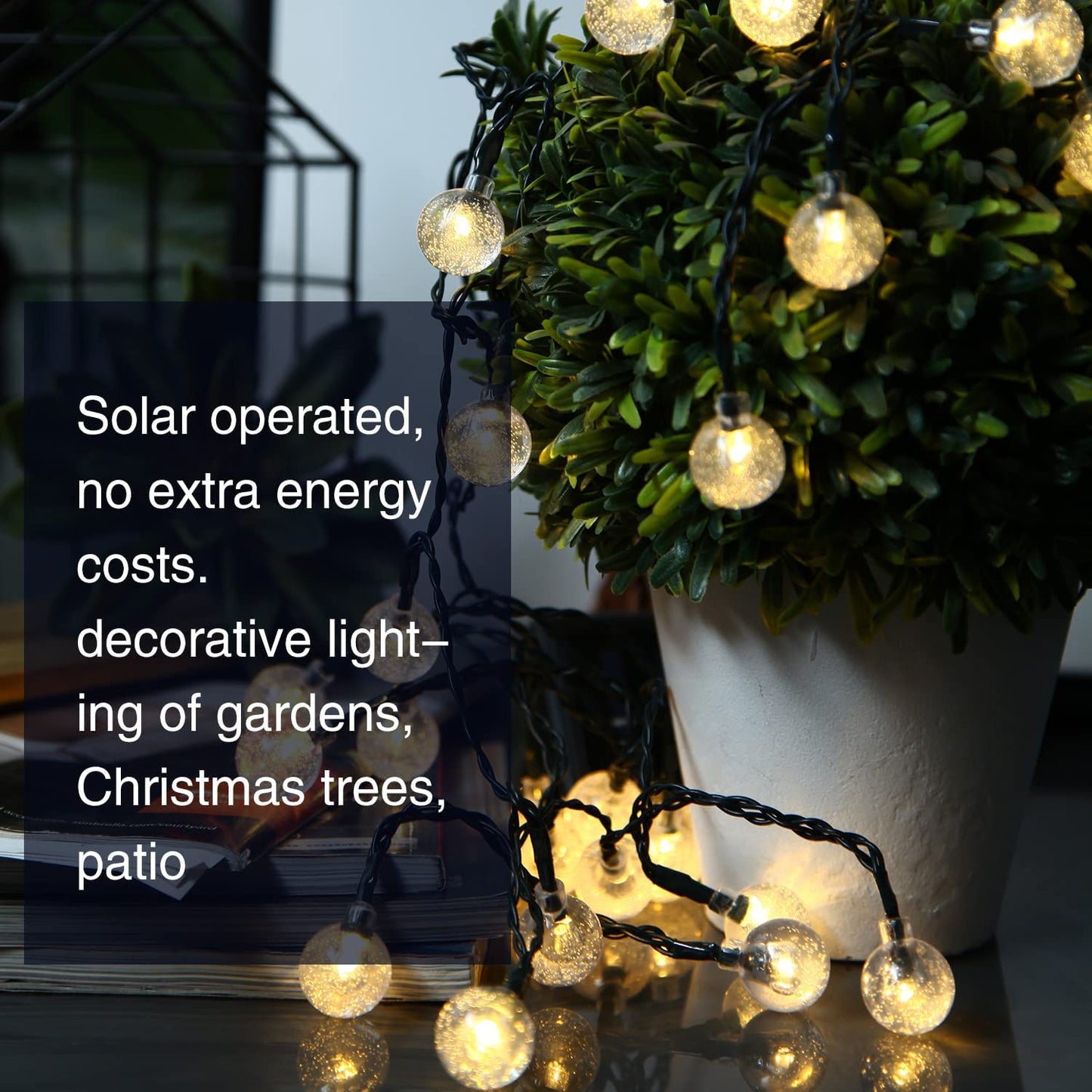 Solar String Lights Outdoor, 30 LED 13ft Solar Powered Crystal Ball Outside Fairy Lighting