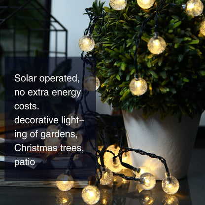 Solar String Lights Outdoor, 30 LED 13ft Solar Powered Crystal Ball Outside Fairy Lighting