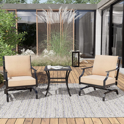3 Piece Metal Bistro Rocking Chairs, Indoor Outdoor Chat Set